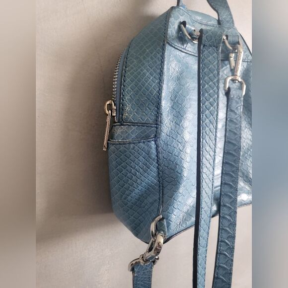 Michael Kors Blue Mini Backpack Abbey Croc Embossed Fair Condition 8x8 main image 5